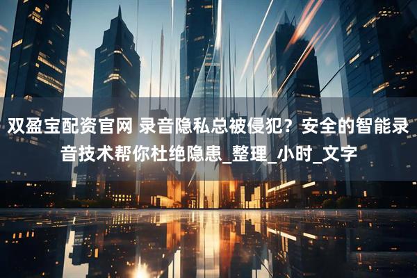 双盈宝配资官网 录音隐私总被侵犯?安全的智能录音技术帮你杜绝隐患_整理_小时_文字