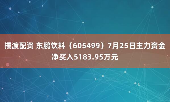 摆渡配资 东鹏饮料(605499)7月25日主力资金净买入5183.95万元