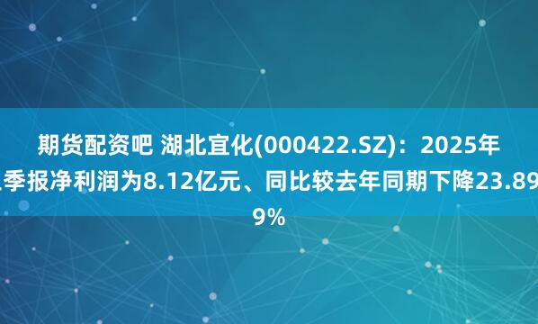 期货配资吧 湖北宜化(000422.SZ)：2025年三季报净利润为8.12亿元、同比较去年同期下降23.89%