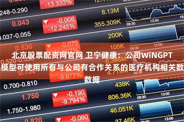 北京股票配资网官网 卫宁健康：公司WiNGPT大模型可使用所有与公司有合作关系的医疗机构相关数据